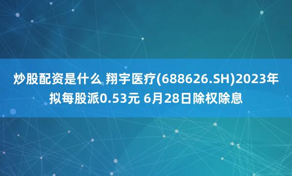 炒股配资是什么 翔宇医疗(688626.SH)2023年拟每股派0.53元 6月28日除权除息